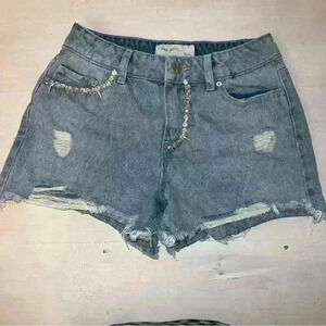 Jean cut off shorts with rhinestones high waisted size 3/ 25